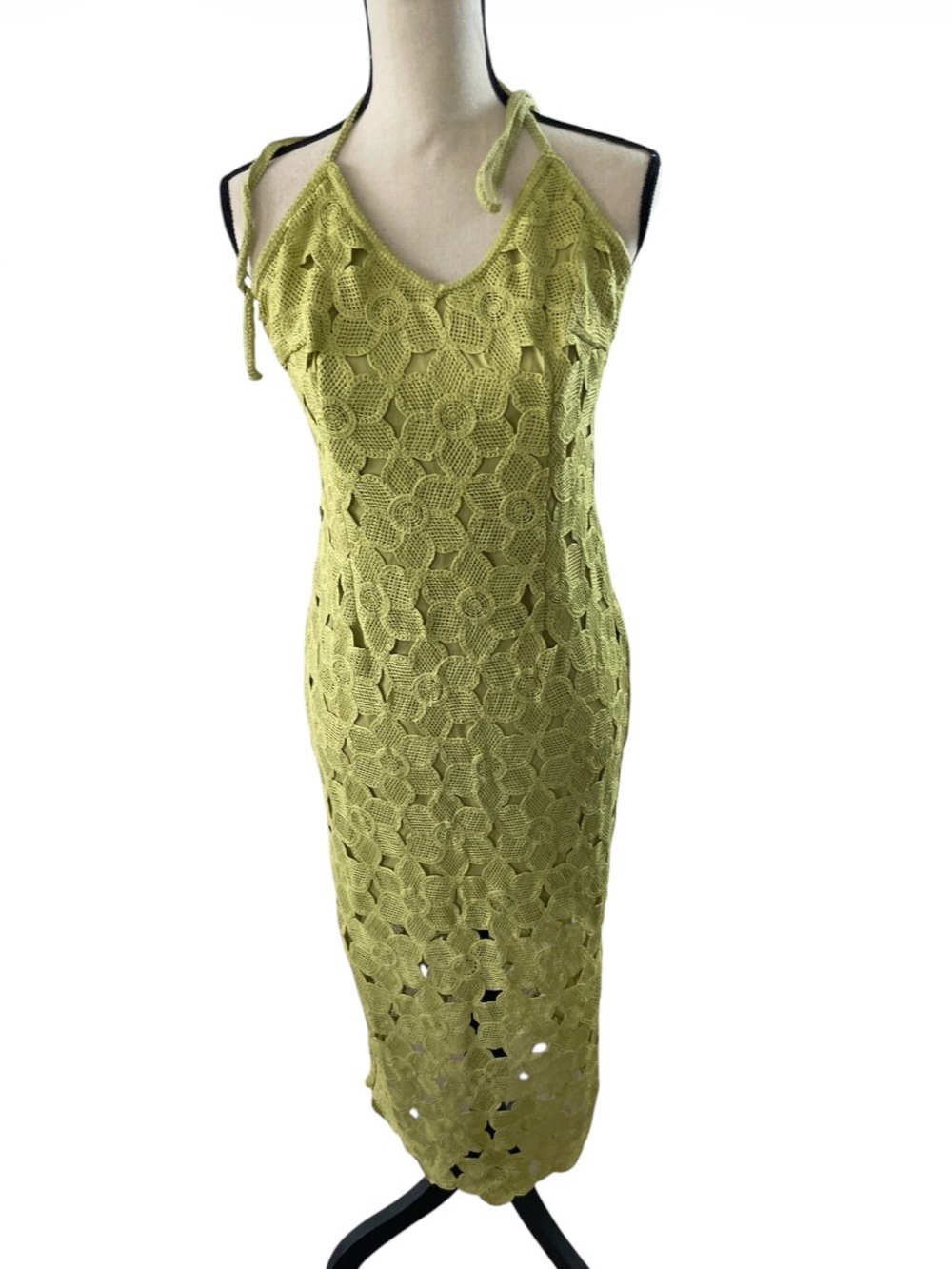Just Me Size Small Floral Crochet Pattern Midi Dress New No Tags
